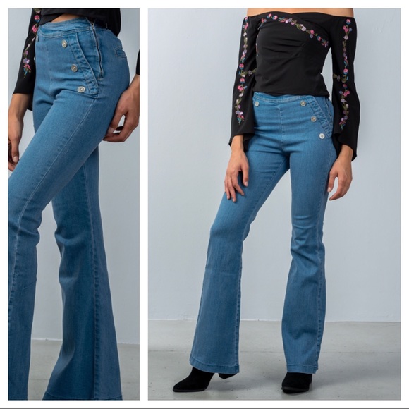 high waisted bell bottom jeggings